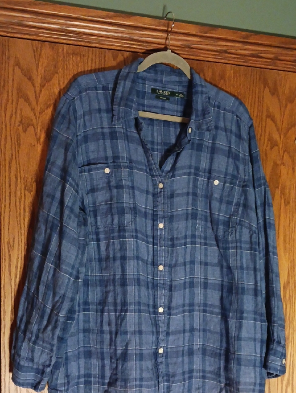 Women's Lauren Ralph Lauren Denim Linen Button Down Blouse